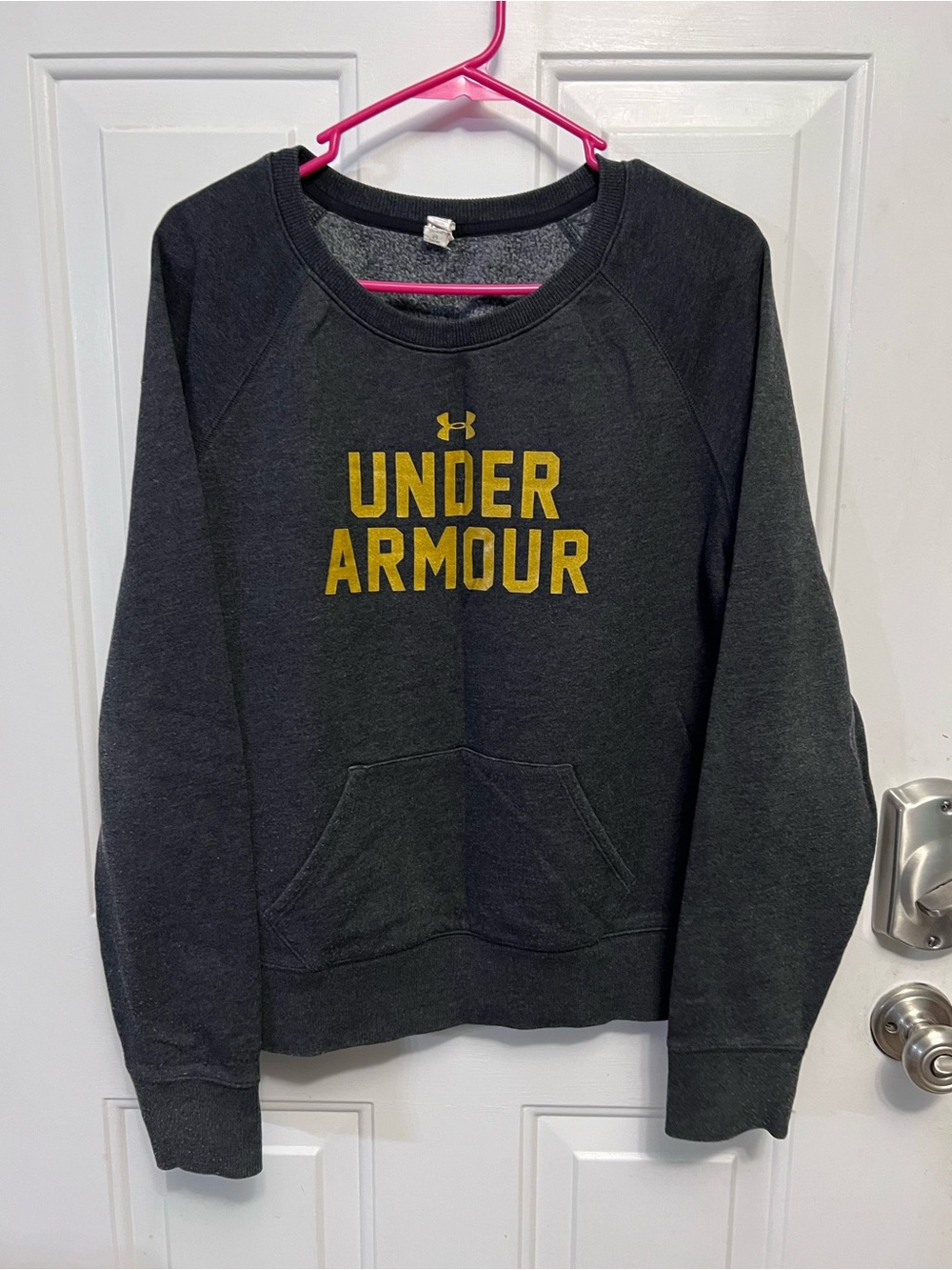 Under Armour Charged Cotton Fleece Sweatshirt Women’s XL Gray Gold Logo 1250203